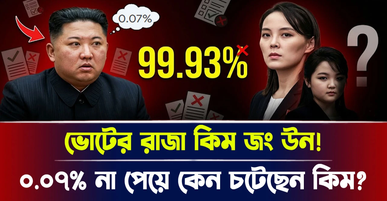 কিম জং উন ভোটের রাজা! মাত্র ০.০৭% না পেয়ে কেন চটেছেন কিম? কিম জং উন ভোটের রাজা! মাত্র ০.০৭% না পেয়ে কেন চটেছেন কিম?