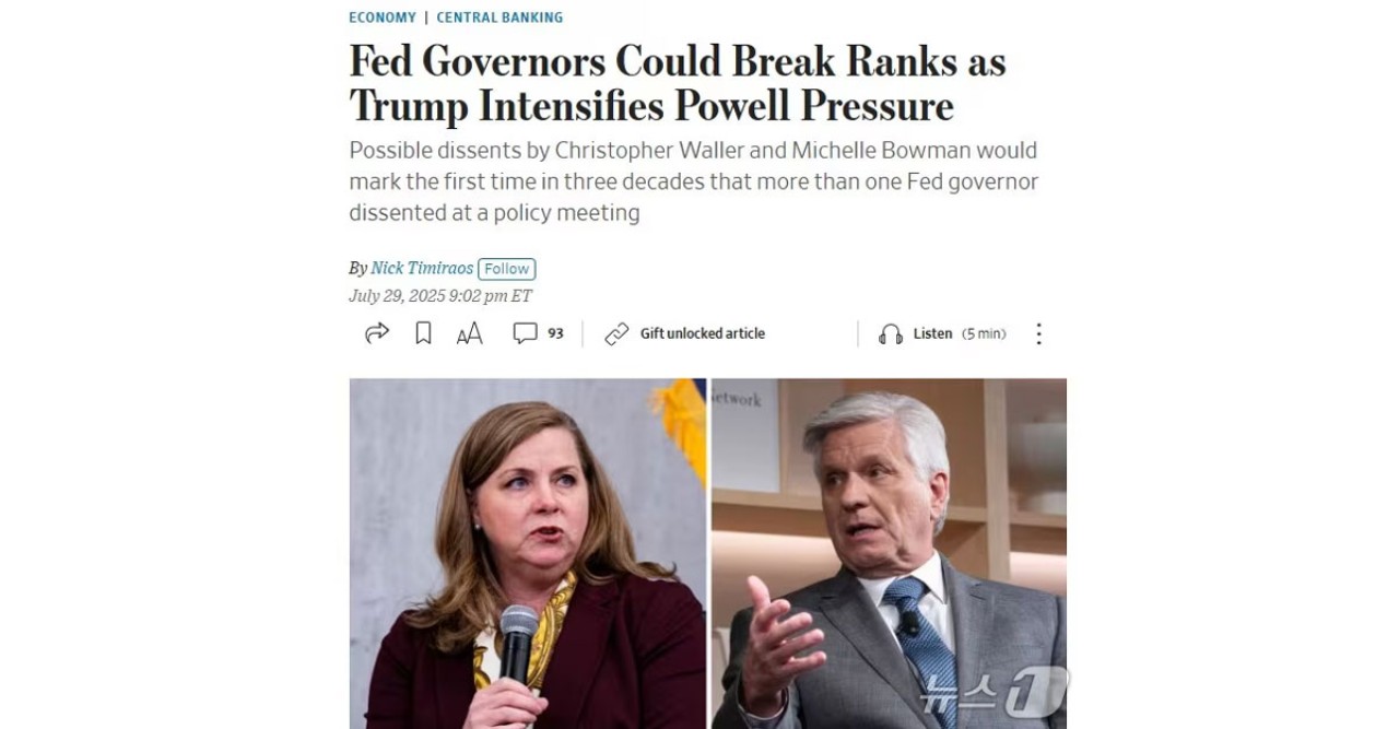 Two Trump‑appointed Fed governors may dissent as Trump ramps up pressure on Powell Two Trump‑appointed Fed governors may dissent as Trump ramps up pressure on Powell