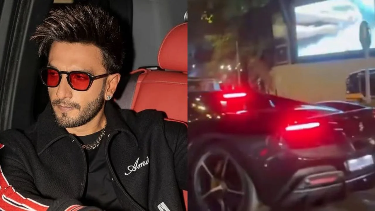 'Dhurandhar' Ranveer riding a new Ferrari on the streets of Mumbai! Do you know the price of this car?