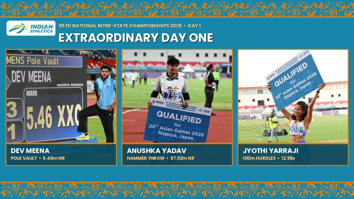 জাতীয় আন্তঃরাজ্য চ্যাম্পিয়নশিপ 2026: জ্যোতি ইয়ারাজি ড্রিম কামব্যাক মার্কস; দেব এবং আনুশকা জাতীয় রেকর্ড বই পুনর্লিখন